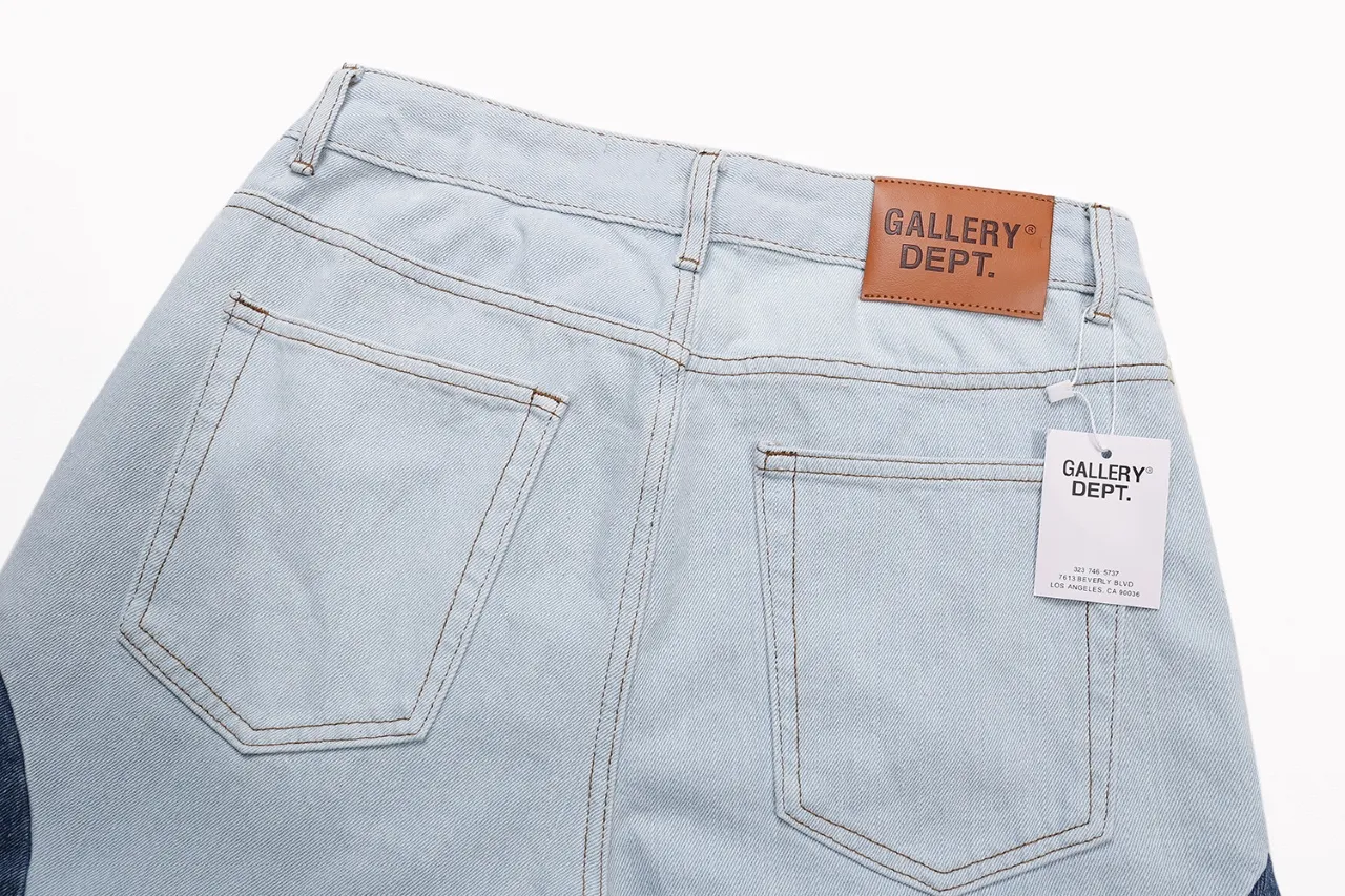 p270 646#Gallery Dept New style oval stitching washed blue stitching straight wide leg jeans American retro casual trousers washed blue S~XL